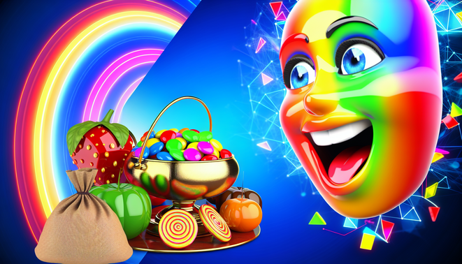 alt_text: A vibrant cover for "Sweet Bonanza เทคนิค" features candy, a excited character, and game strategies.