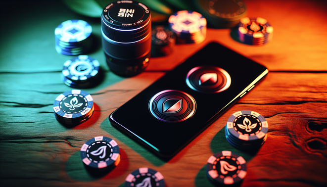 alt_text: "Cinematic cover featuring 'ambgogo' and 'ufabet' logos on poker chips, smartphone, and rich colors."